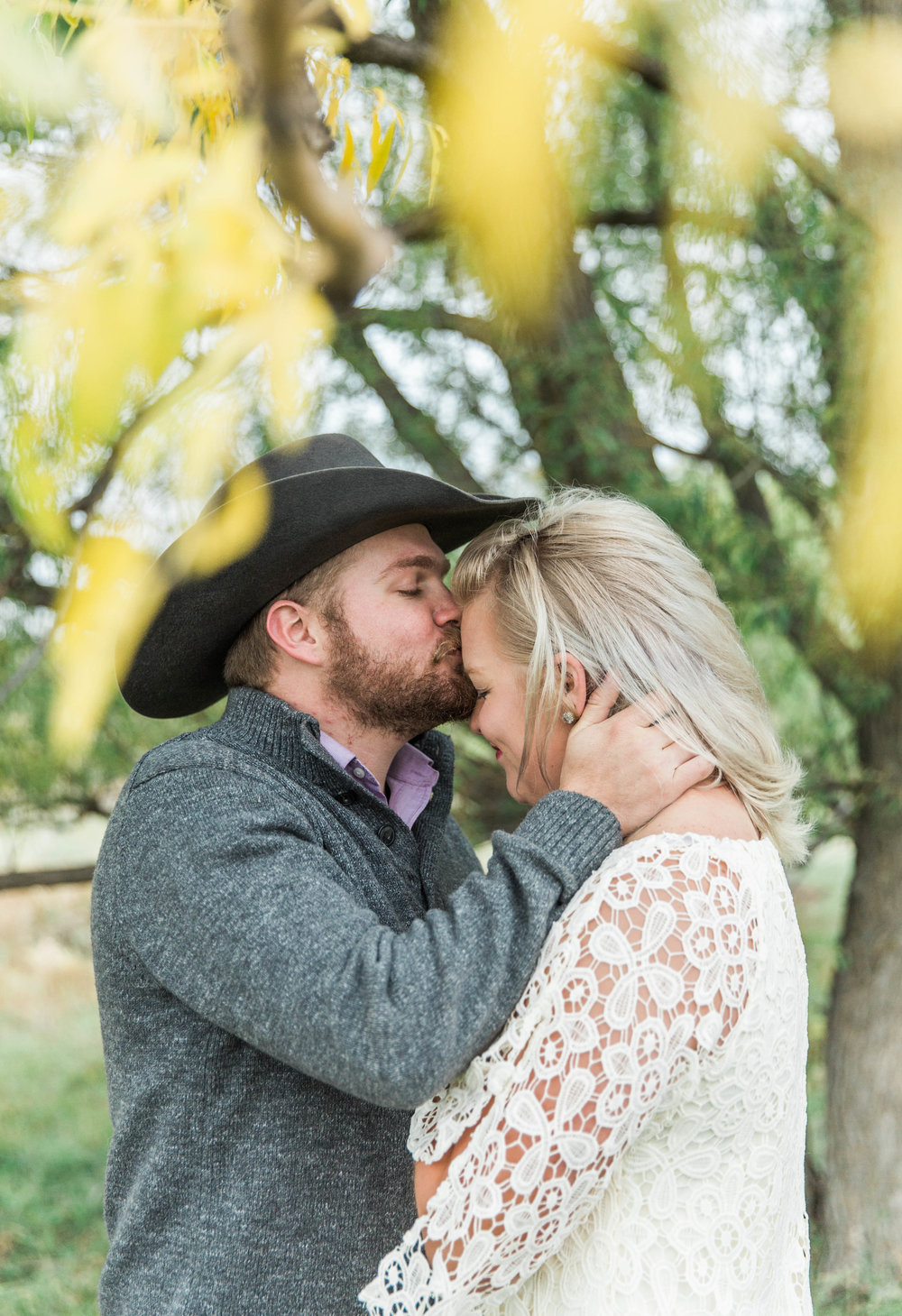 couple kissing Franktown Colorado Engagement Session