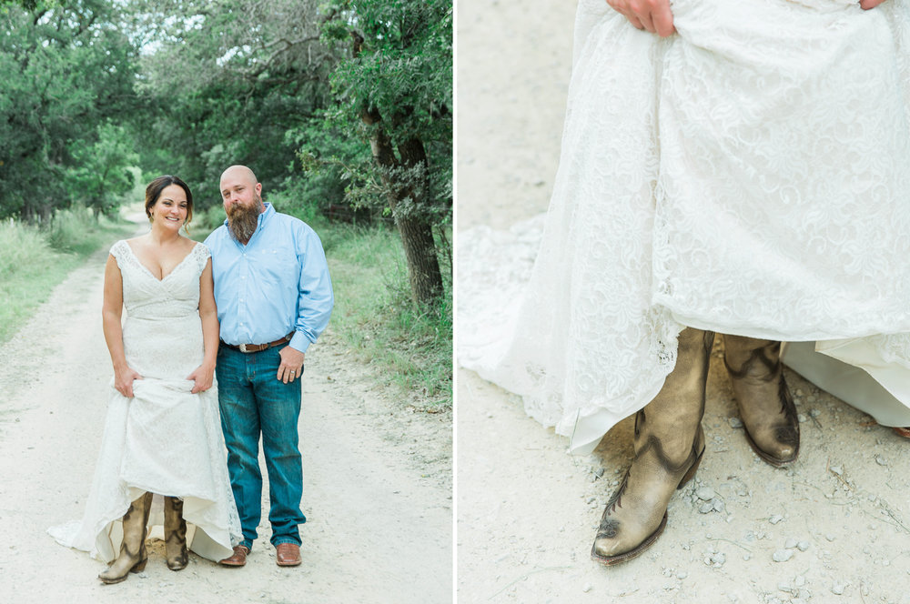 couple with cowboy boots texas elopement