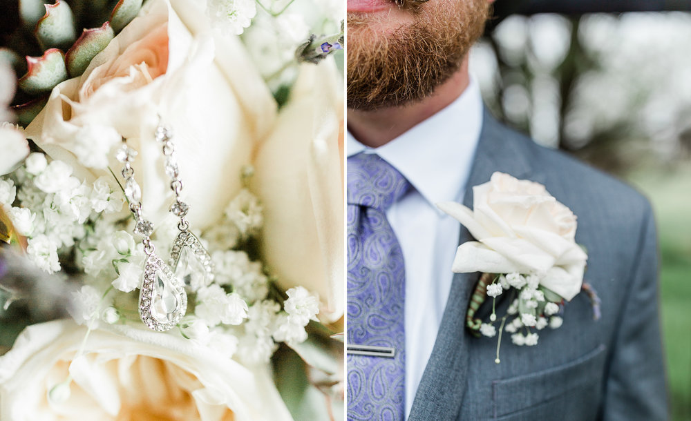 bridal earrings and boutonniere colorado wedding
