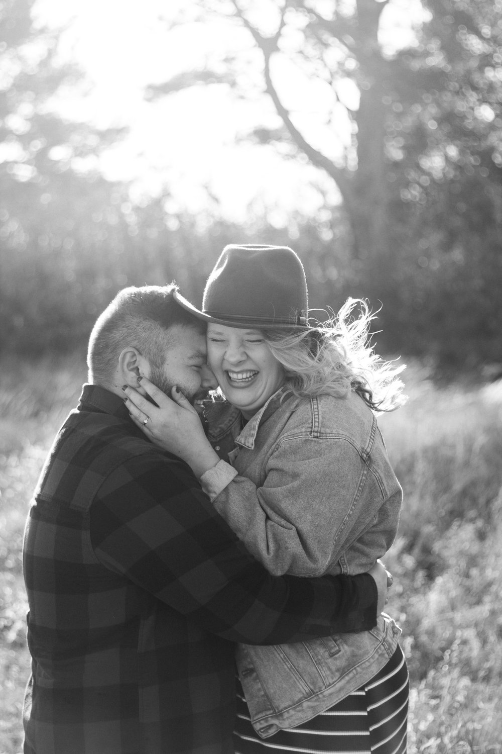 bride laughing during castle rock engagement session