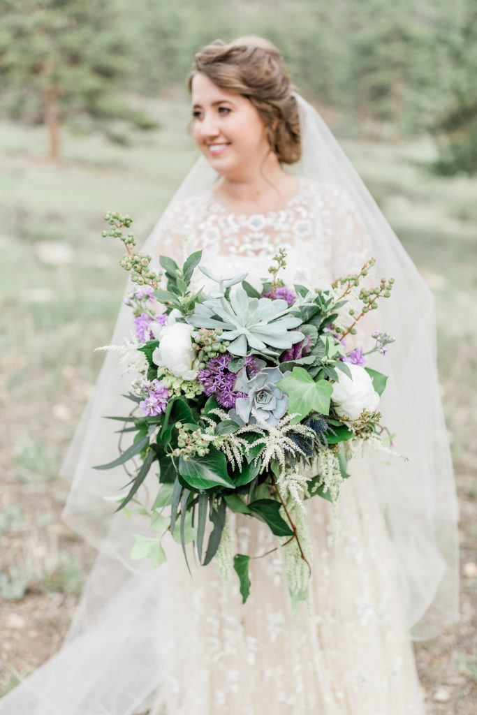Succulent Bridal and Blueberry Bouquet
