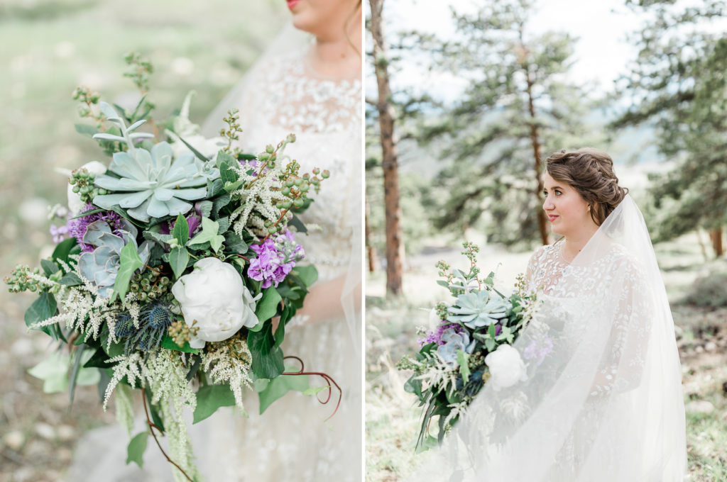 Succulent Bridal Bouquet with Blueberries