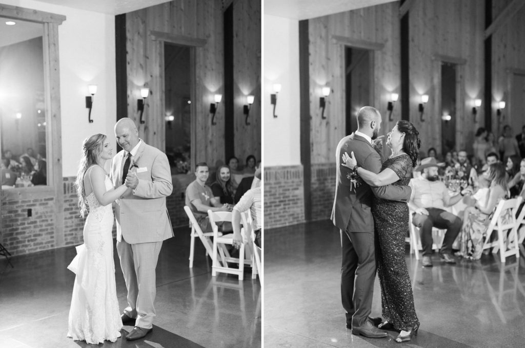 first dances with parents in ballroom of crooked willow farms