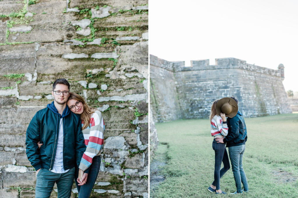 couple kissing during st. augustine engagement session