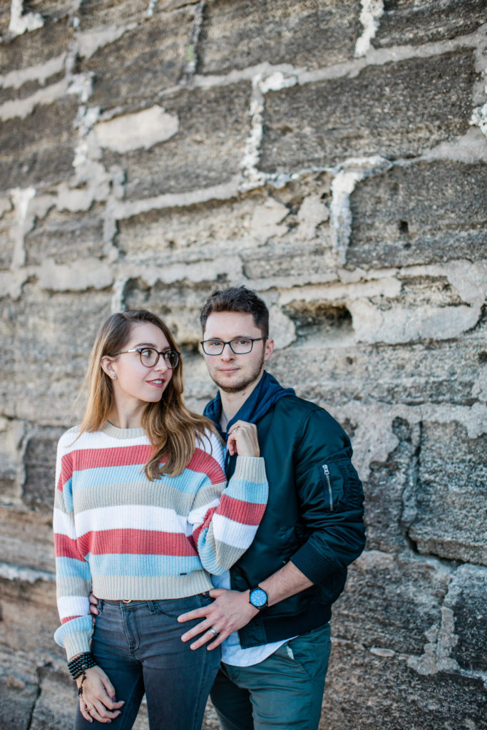 couple smiling at castillo de san marcos