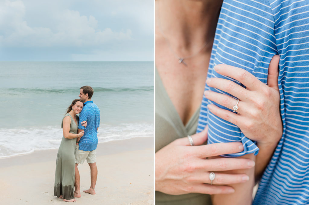 couple hugging during Hammock Beach engagement session