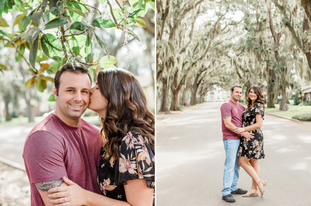 Couple kissing at Fountain of Youth in St. Augustine