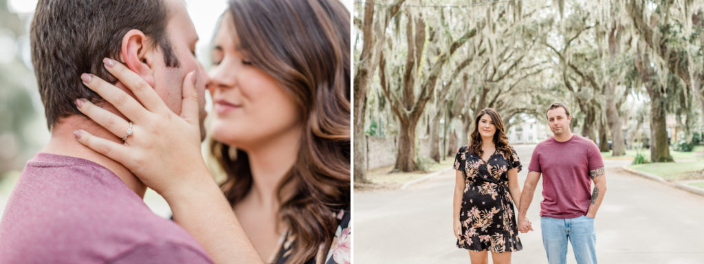 Bride and groom during Magnolia Avenue Engagement Session