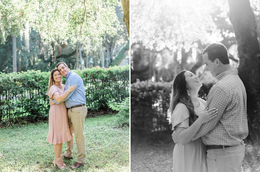 Couple laughing during engagement session