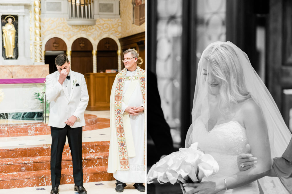 Bride and groom at St. Augustine Cathedral Basilica wedding.