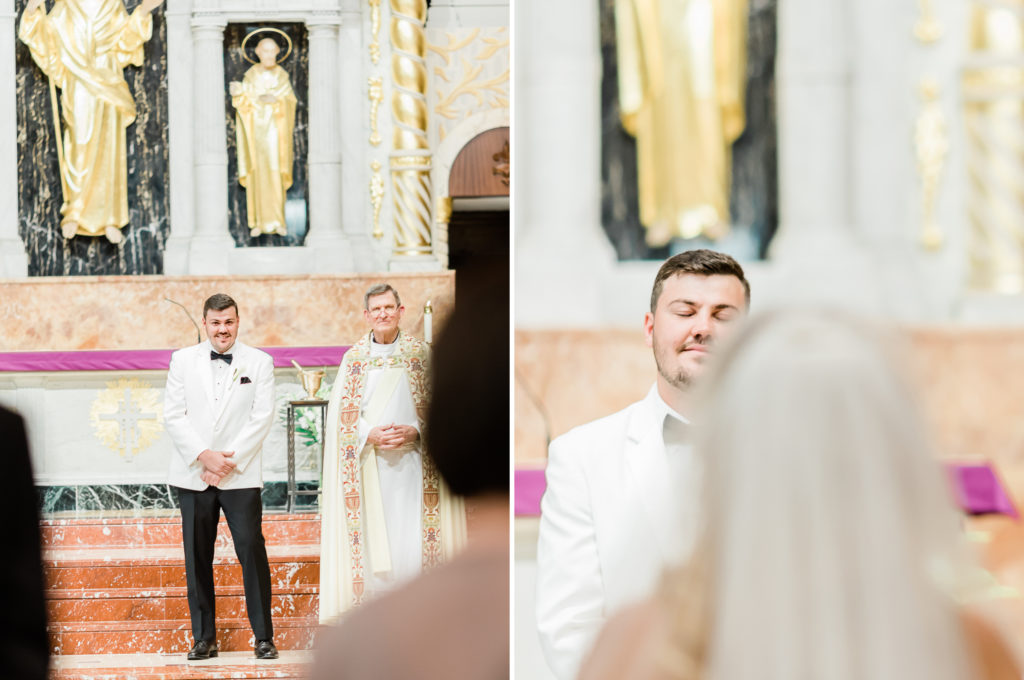 Groom at St. Augustine Cathedral Basilica wedding.