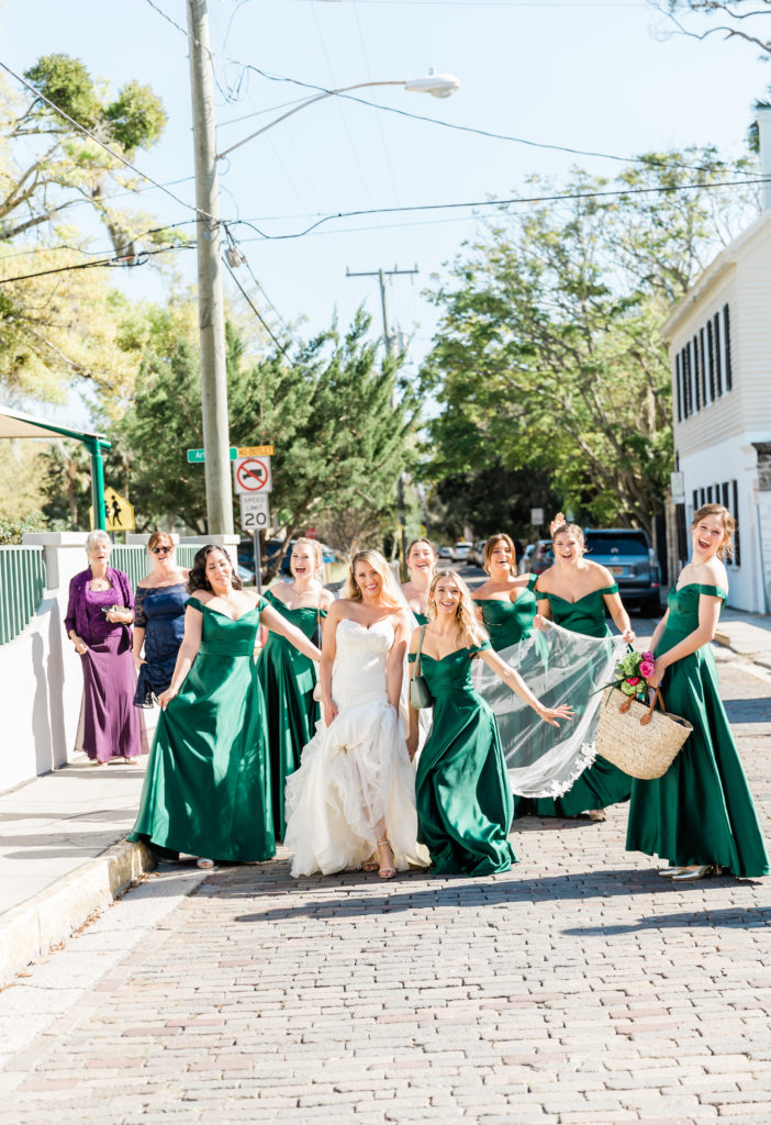 Bride with her bridesmaids in St. Augustine