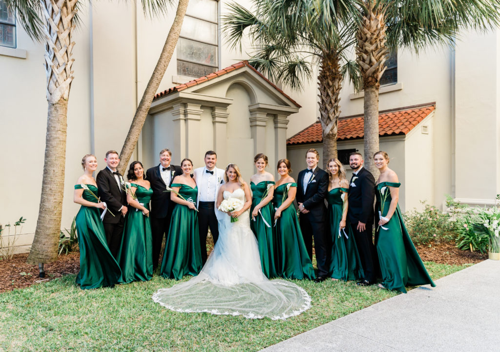 Bridal party at St. Augustine Cathedral Basilica wedding.