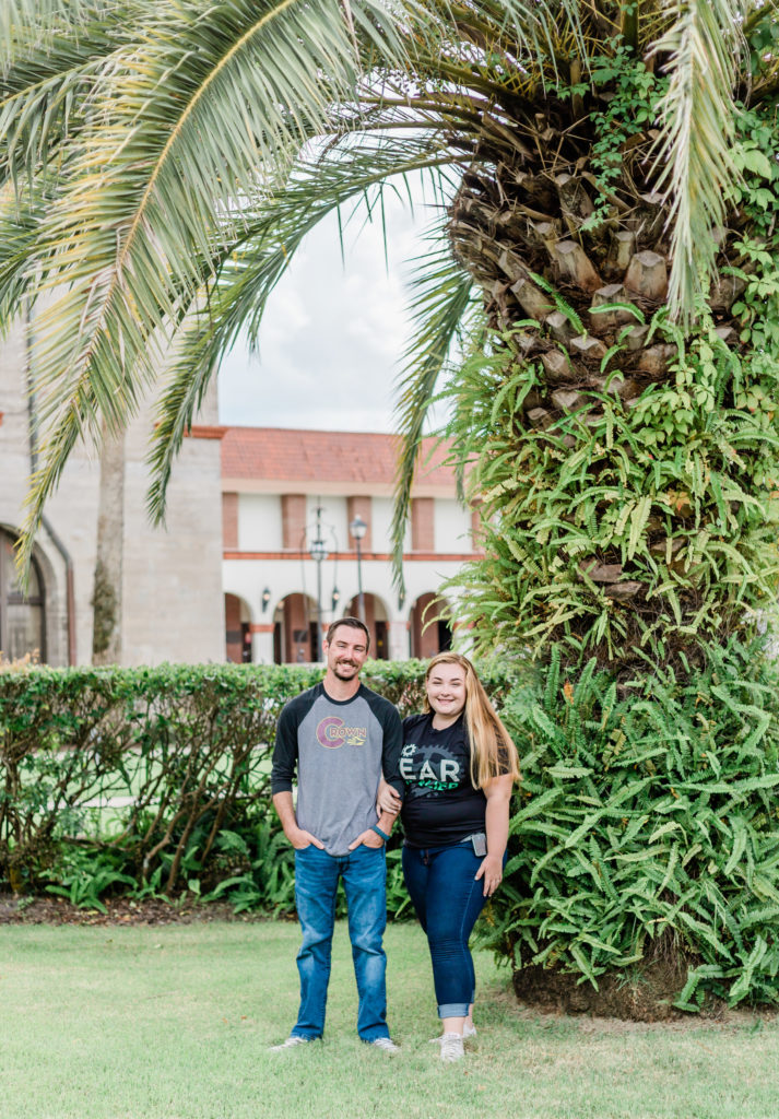 Couple under palm tree in St. Augustine Florida