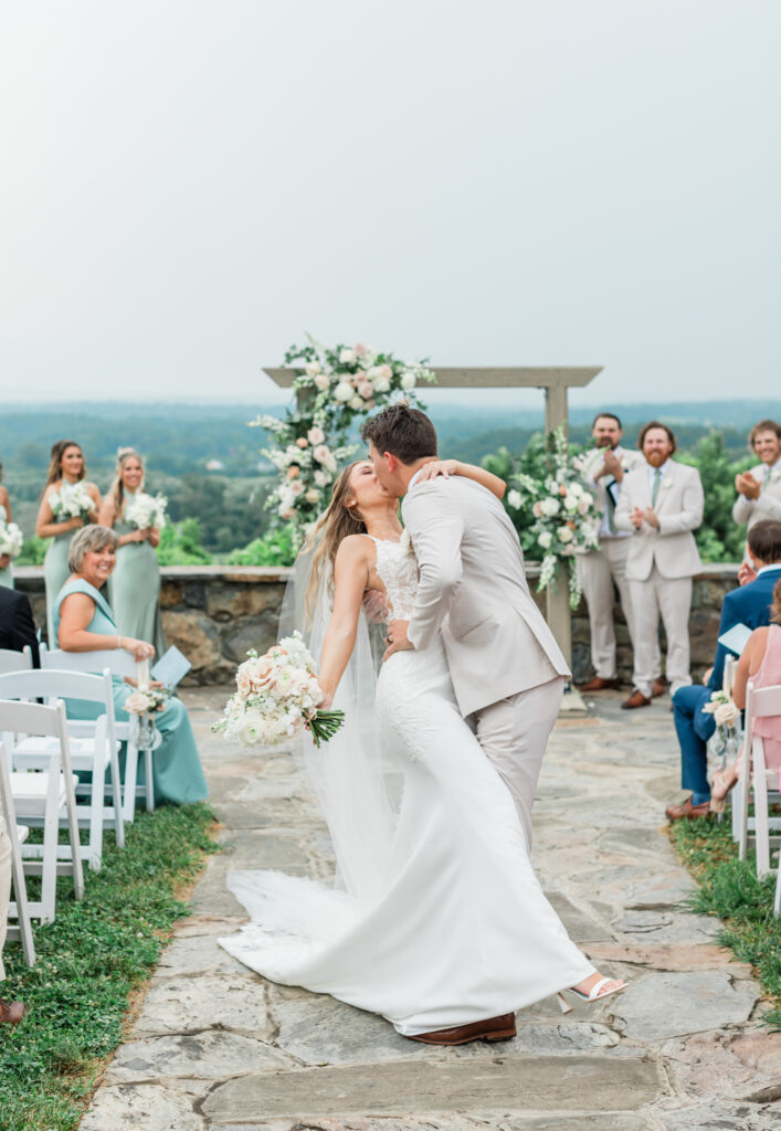 bride and groom walking down the aisle