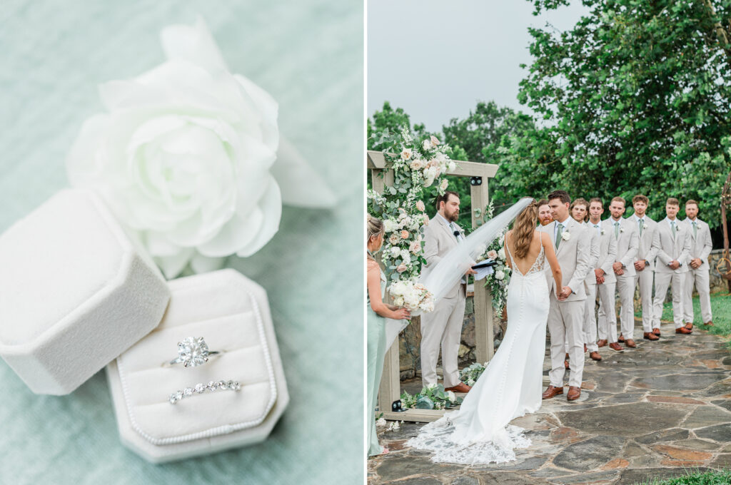 bride and groom at altar